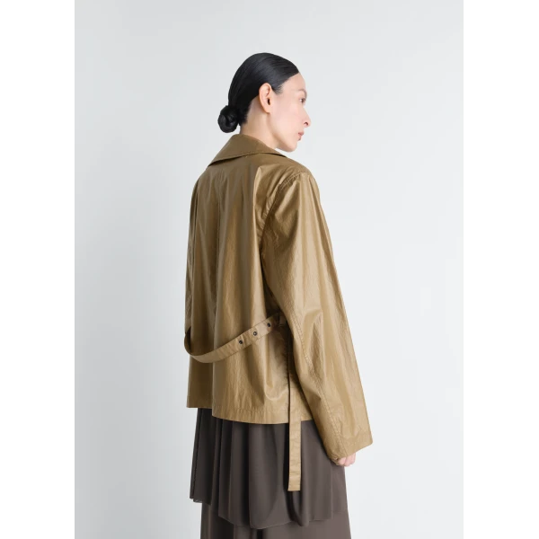 Lemaire Light Wrap Jacket in Light Coated Cotton - Jackets - Parisian Minimalist Luxury at Luxury Shoes 