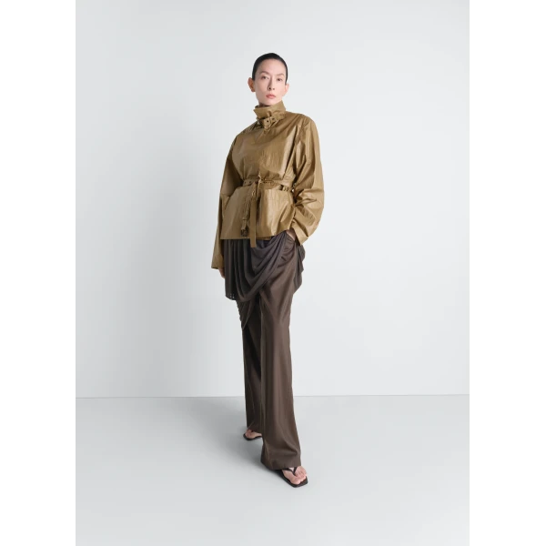 Lemaire Light Wrap Jacket in Light Coated Cotton - Jackets - Parisian Minimalist Luxury at Luxury Shoes 