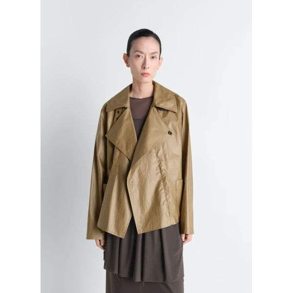 Lemaire Light Wrap Jacket in Light Coated Cotton - Jackets - Parisian Minimalist Luxury at Luxury Shoes 