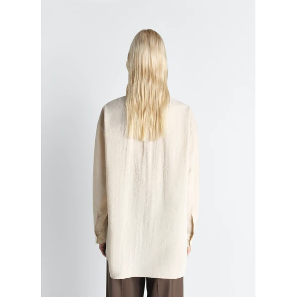 Lemaire Long Shirt with Tie in Dry Silk - Tops - Parisian Minimalist Luxury at Luxury Shoes 