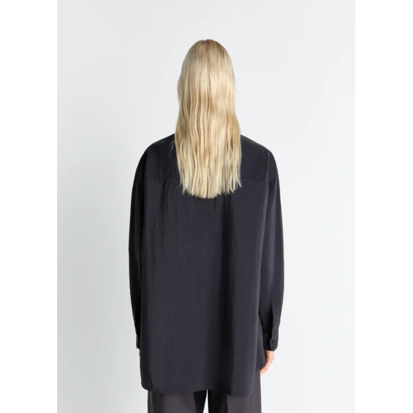 Lemaire Long Shirt with Tie in Dry Silk - Tops - Parisian Minimalist Luxury at Luxury Shoes 