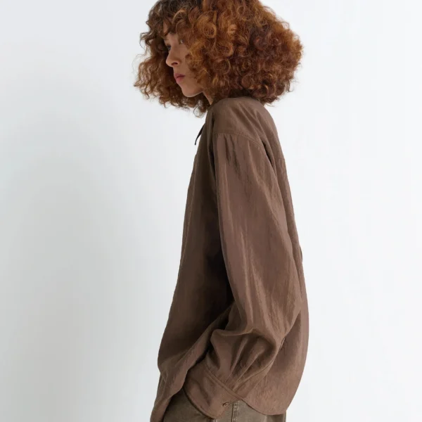 Lemaire Long Shirt with Tie in Dry Silk, view 2