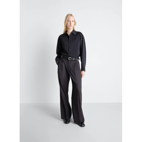 Lemaire Long Shirt with Tie in Dry Silk - Tops - Parisian Minimalist Luxury at Luxury Shoes 