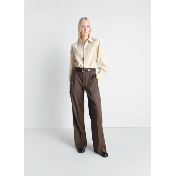 Lemaire Long Shirt with Tie in Dry Silk - Tops - Parisian Minimalist Luxury at Luxury Shoes 