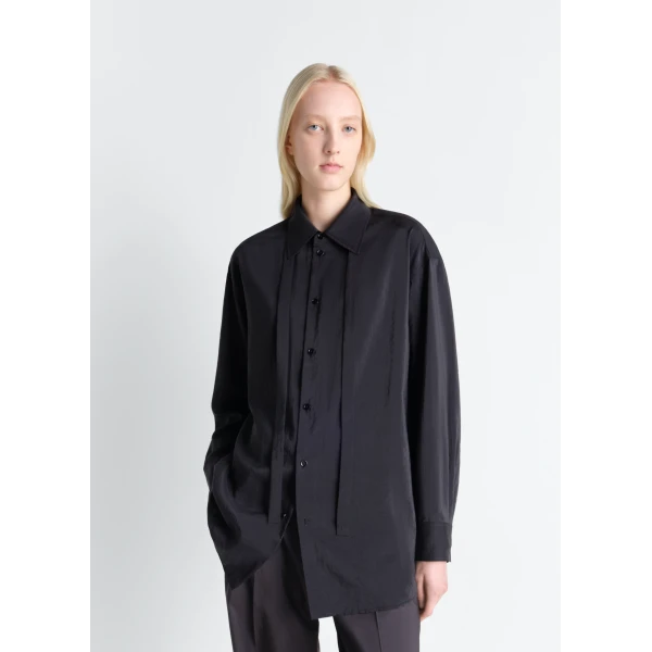 Lemaire Long Shirt with Tie in Dry Silk - Tops - Parisian Minimalist Luxury at Luxury Shoes 
