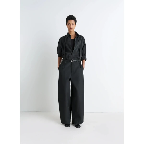 Lemaire Long Shirt with Tie in Dry Silk - Tops - Parisian Minimalist Luxury at Luxury Shoes 