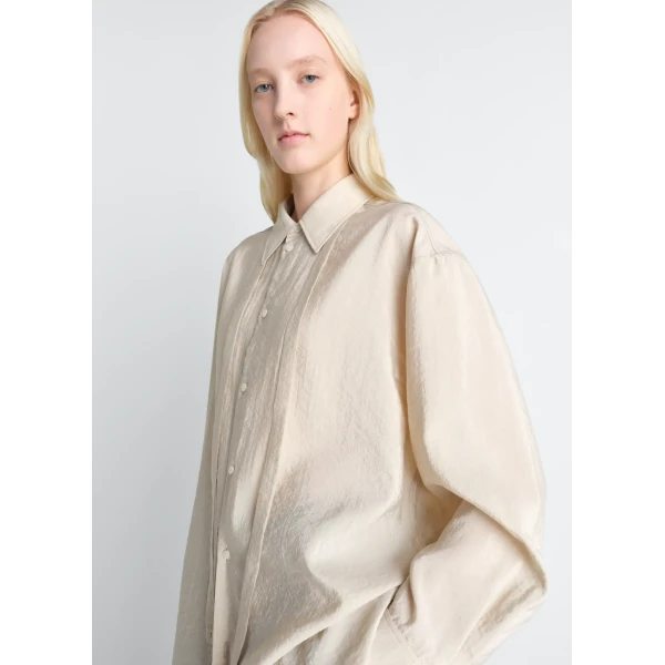 Lemaire Long Shirt with Tie in Dry Silk - Tops - Parisian Minimalist Luxury at Luxury Shoes 