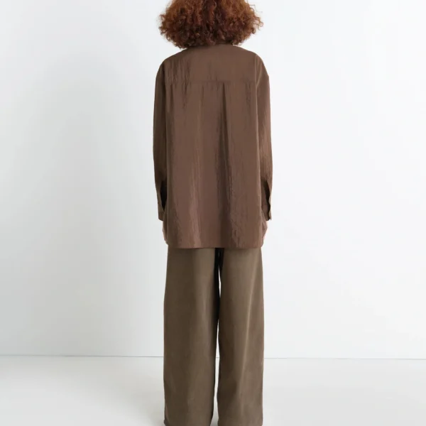 Lemaire Long Shirt with Tie in Dry Silk, view 5