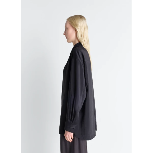 Lemaire Long Shirt with Tie in Dry Silk - Tops - Parisian Minimalist Luxury at Luxury Shoes 