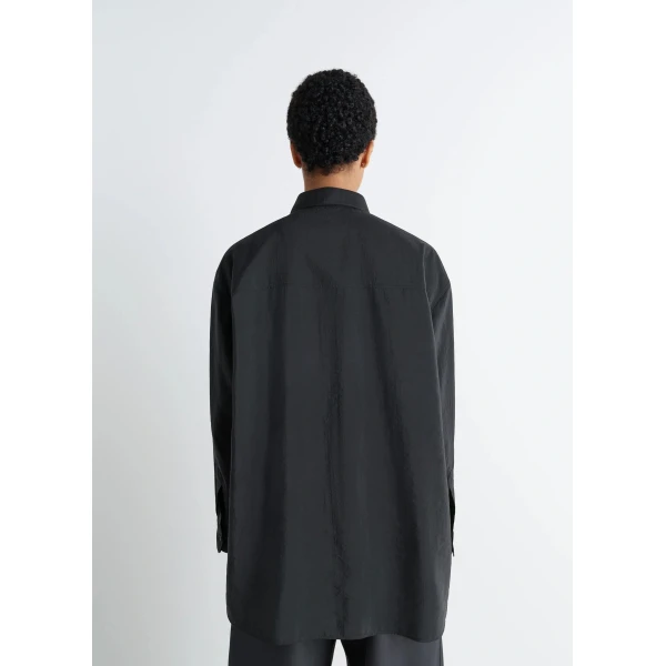 Lemaire Long Shirt with Tie in Dry Silk - Tops - Parisian Minimalist Luxury at Luxury Shoes 