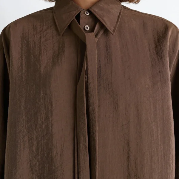 Lemaire Long Shirt with Tie in Dry Silk, view 6