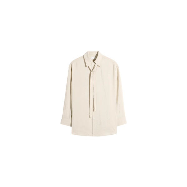 Lemaire Long Shirt with Tie in Dry Silk - Tops - Parisian Minimalist Luxury at Luxury Shoes 