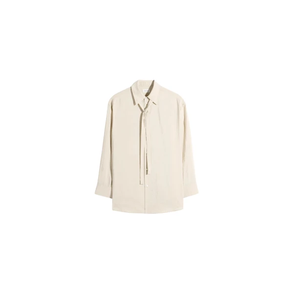 Lemaire Long Shirt with Tie in Dry Silk - Tops - Parisian Minimalist Luxury at Luxury Shoes 