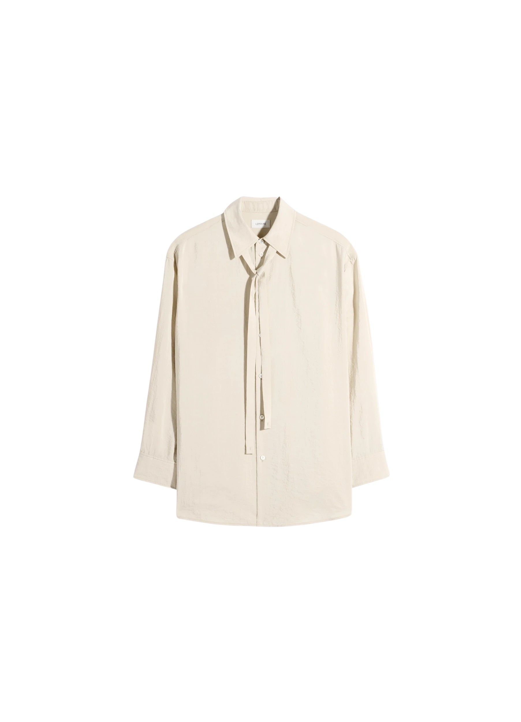 Lemaire Long Shirt with Tie in Dry Silk - Tops - Parisian Minimalist Luxury at Luxury Shoes 