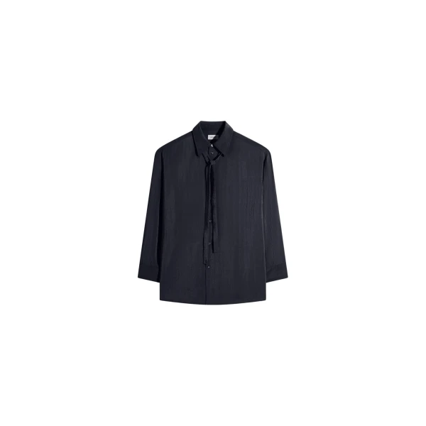 Lemaire Long Shirt with Tie in Dry Silk - Tops - Parisian Minimalist Luxury at Luxury Shoes 
