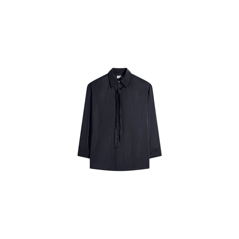 Lemaire Long Shirt with Tie in Dry Silk - Tops - Parisian Minimalist Luxury at Luxury Shoes 