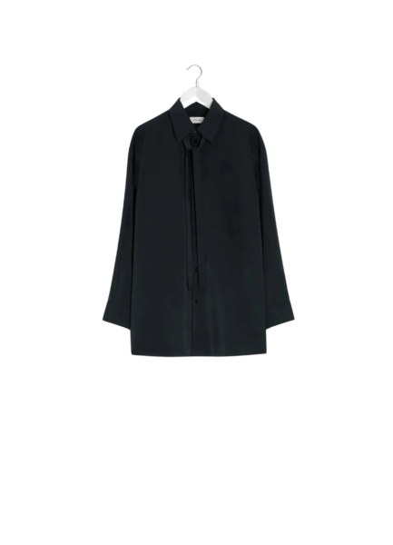 Lemaire Long Shirt with Tie in Dry Silk - Tops - Parisian Minimalist Luxury at Luxury Shoes 