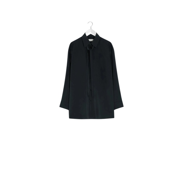 Lemaire Long Shirt with Tie in Dry Silk - Tops - Parisian Minimalist Luxury at Luxury Shoes 