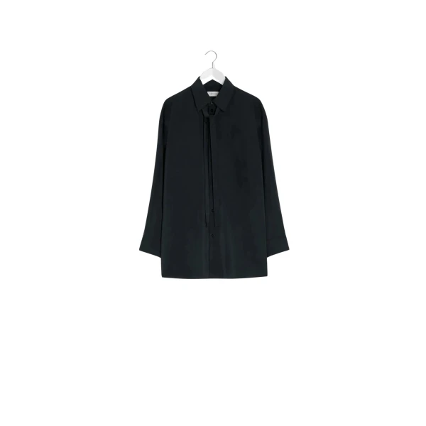 Lemaire Long Shirt with Tie in Dry Silk - Tops - Parisian Minimalist Luxury at Luxury Shoes 
