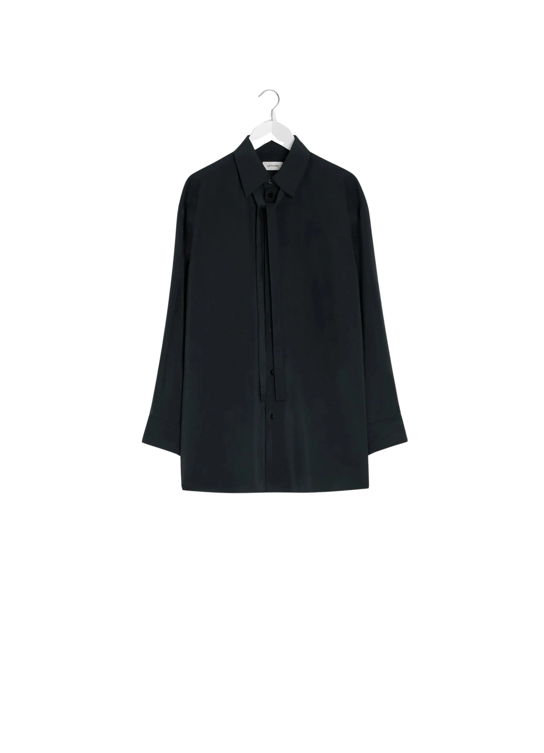 Lemaire Long Shirt with Tie in Dry Silk - Tops - Parisian Minimalist Luxury at Luxury Shoes 