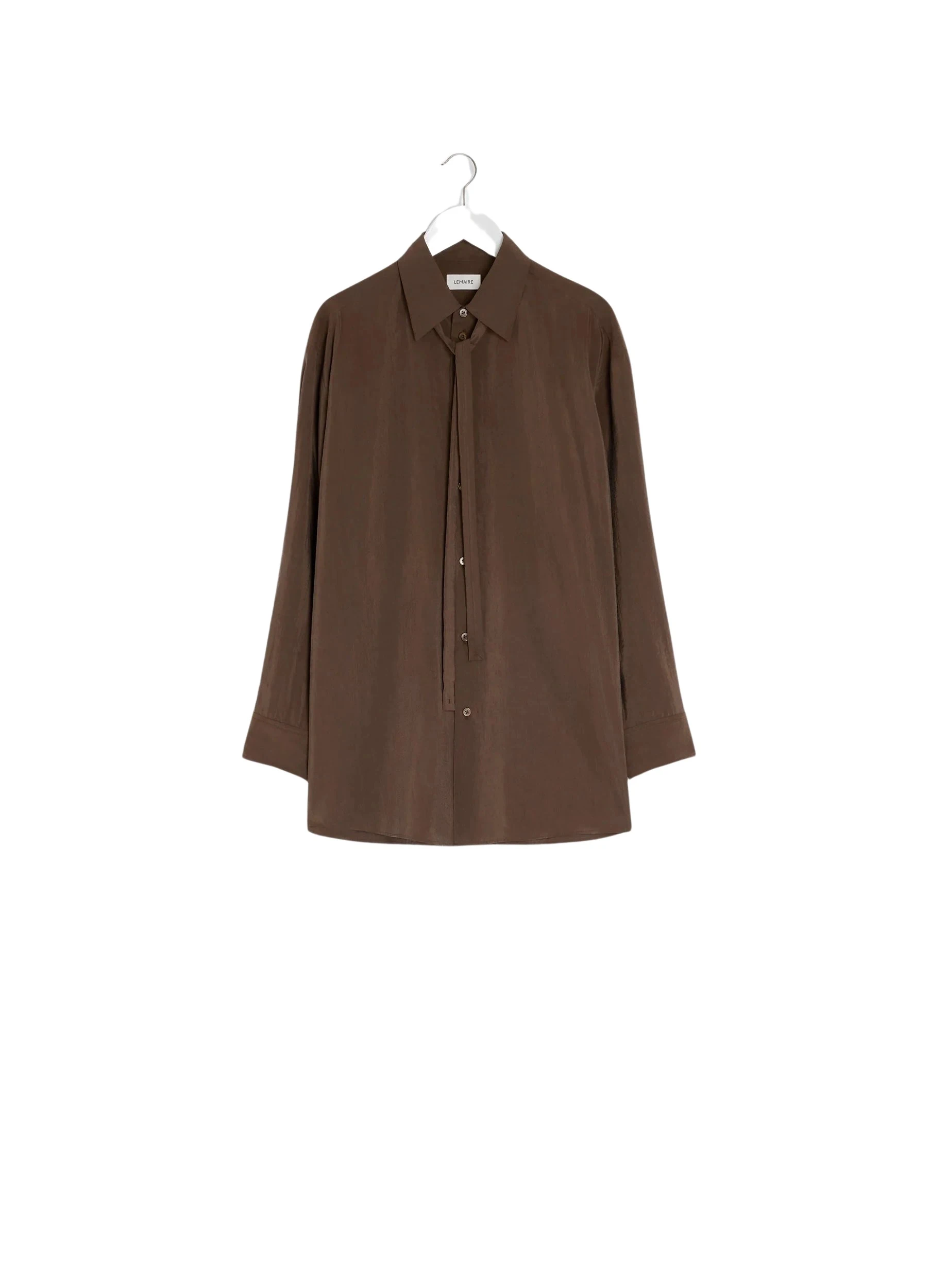 Lemaire Long Shirt with Tie in Dry Silk