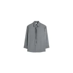 Lemaire Long Shirt with Tie in Dry Silk - Tops - Parisian Minimalist Luxury at Luxury Shoes 