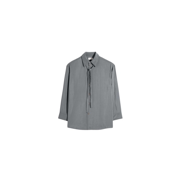 Lemaire Long Shirt with Tie in Dry Silk - Tops - Parisian Minimalist Luxury at Luxury Shoes 