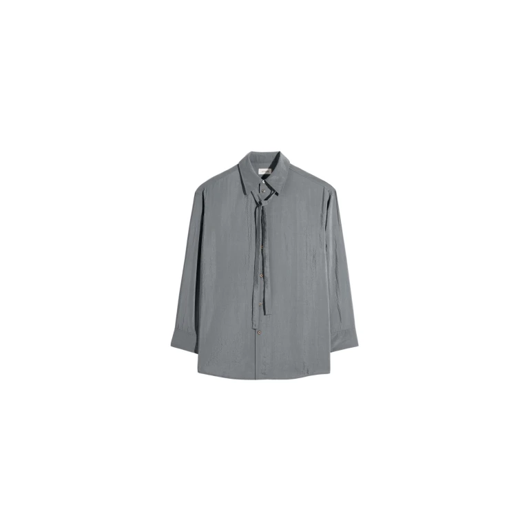 Lemaire Long Shirt with Tie in Dry Silk - Tops - Parisian Minimalist Luxury at Luxury Shoes 