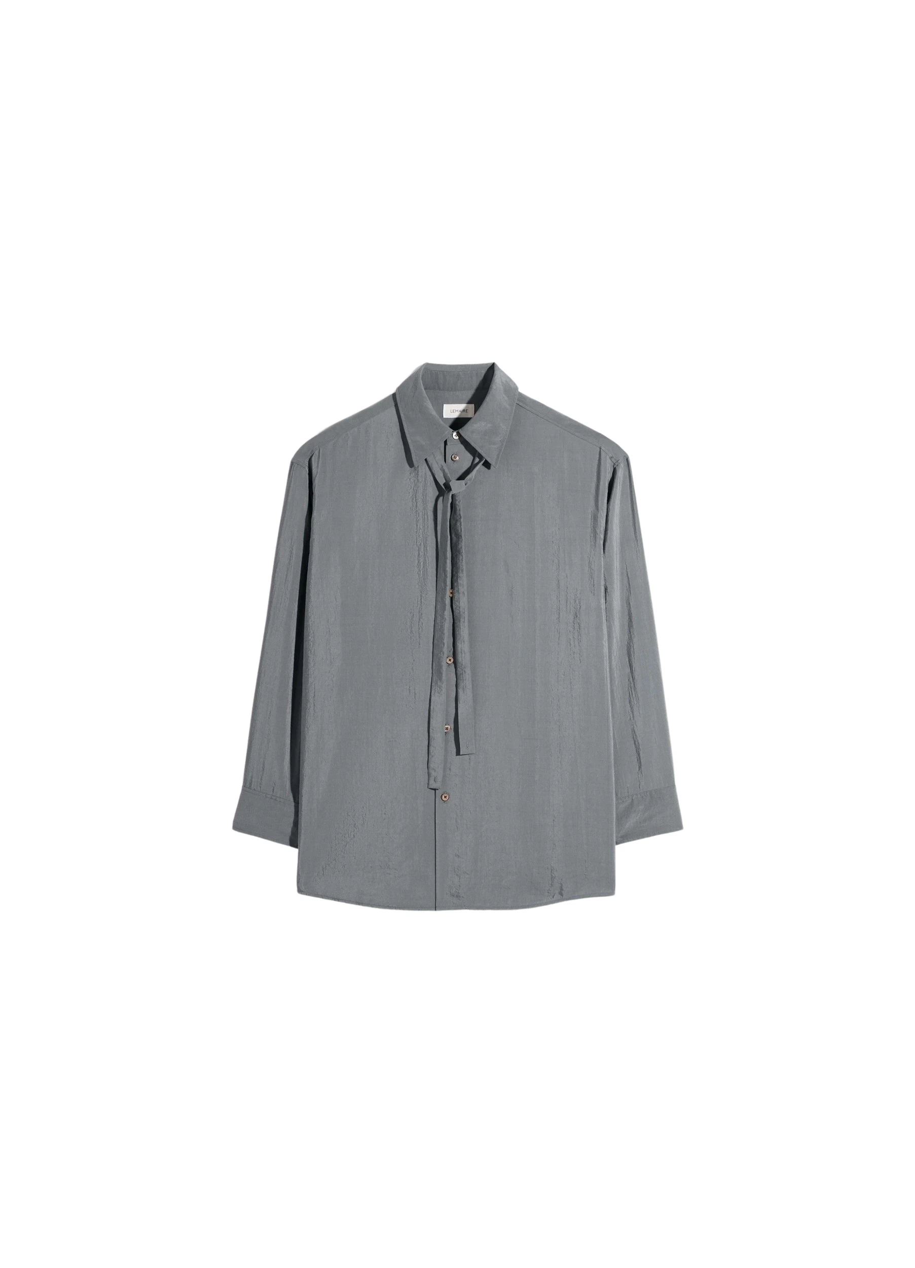 Lemaire-Long-Shirt-with-Tie-in-Dry-Silk-coveti23924_nobg Lemaire Long Shirt with Tie in Dry Silk - Tops - Parisian Minimalist Luxury at Luxury Shoes