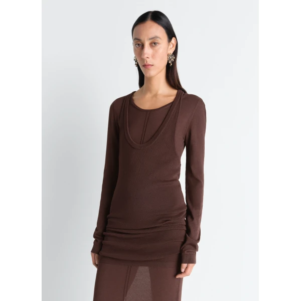 Lemaire Long Sleeve Tube Dress in Viscose Crepe - Dresses - Parisian Minimalist Luxury at Luxury Shoes 