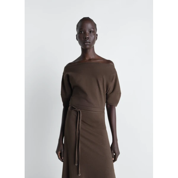 Lemaire Off Shoulder Dress in Jersey - Dresses - Parisian Minimalist Luxury at Luxury Shoes 