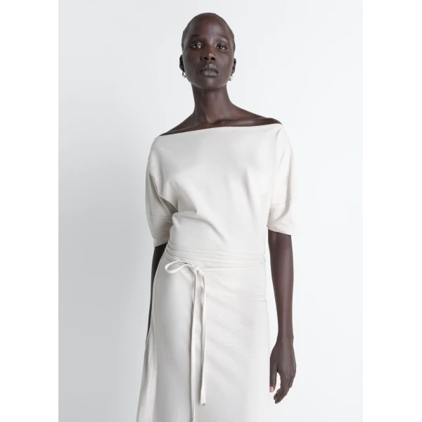 Lemaire Off Shoulder Dress in Jersey - Dresses - Parisian Minimalist Luxury at Luxury Shoes 