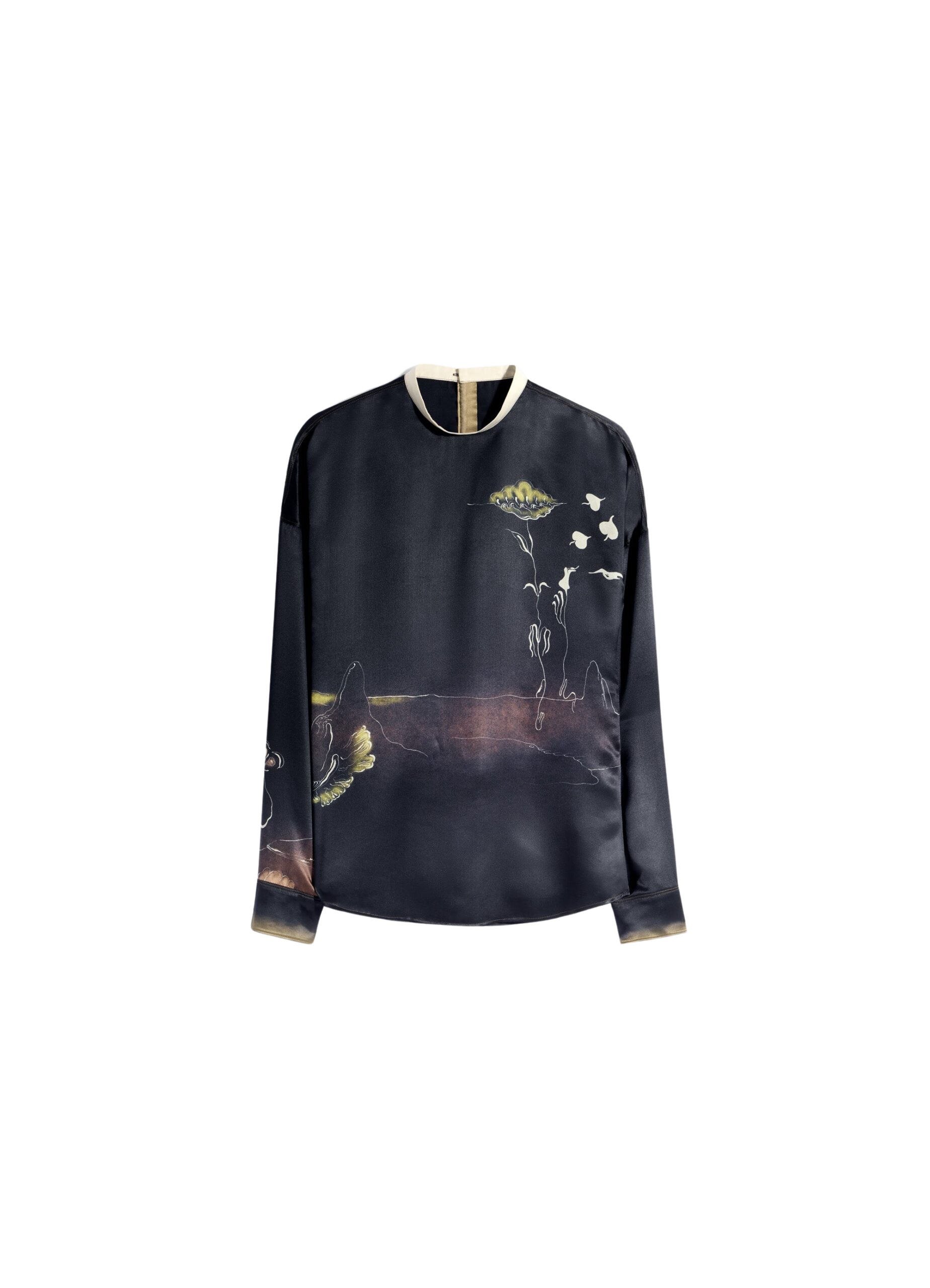 Lemaire Plastron Top in Landscape Printed Silk - Tops - Parisian Minimalist Luxury at Luxury Shoes 
