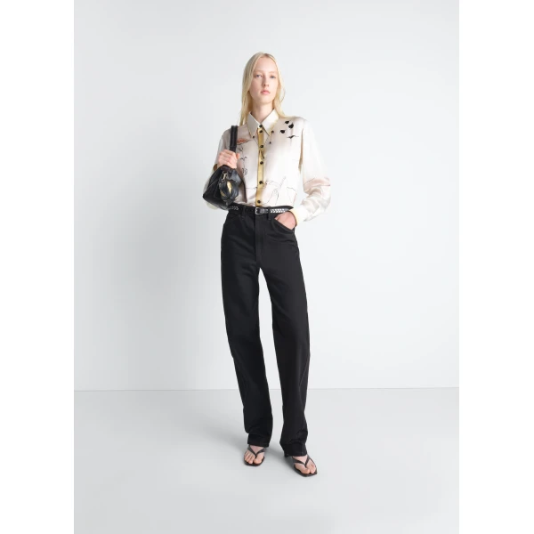 Lemaire Pointed Collar Shirt in Landscape Printed Silk - Tops - Parisian Minimalist Luxury at Luxury Shoes 