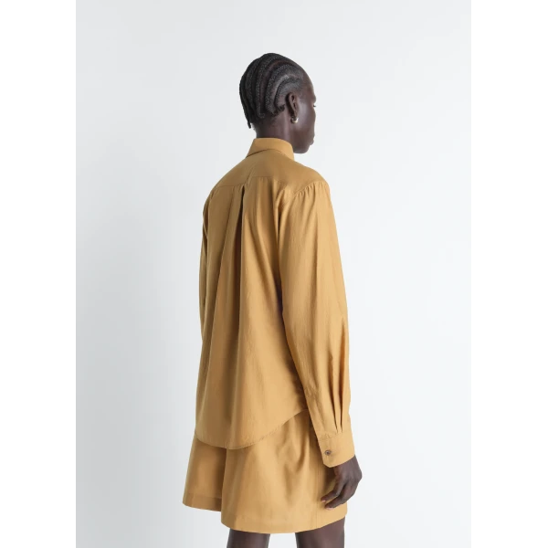 Lemaire Pointed Collar Shirt in Washed Cotton Silk - Tops - Parisian Minimalist Luxury at Luxury Shoes 