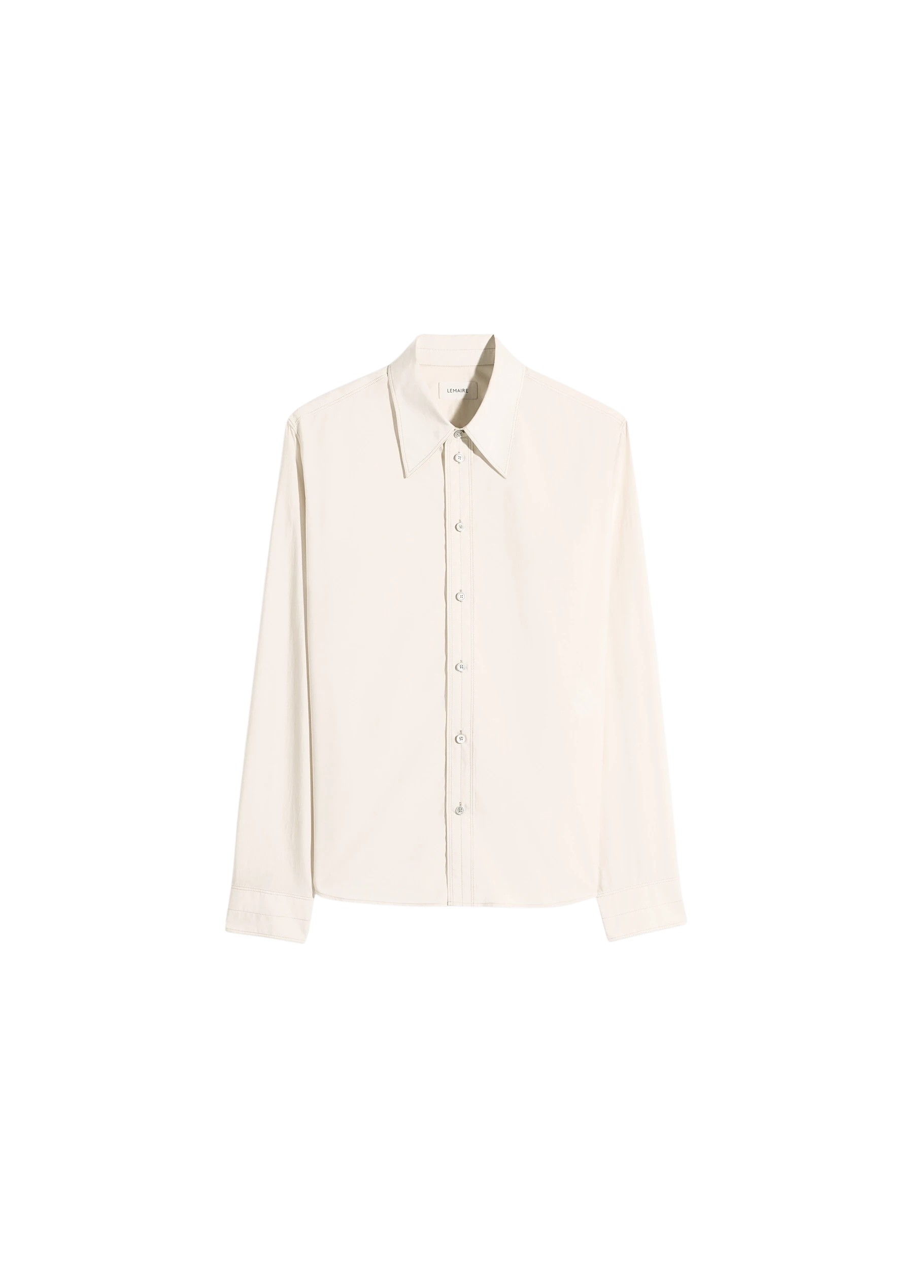 Lemaire Pointed Collar Shirt in Washed Cotton Silk - Tops - Parisian Minimalist Luxury at Luxury Shoes 