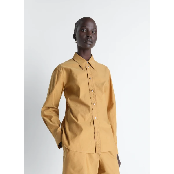Lemaire Pointed Collar Shirt in Washed Cotton Silk - Tops - Parisian Minimalist Luxury at Luxury Shoes 
