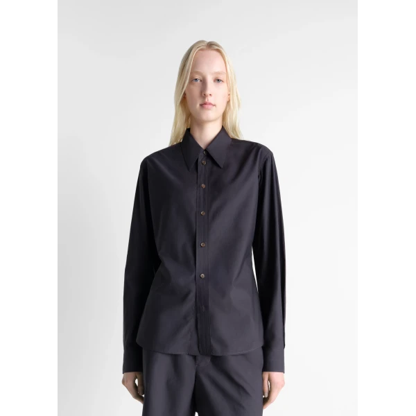 Lemaire Pointed Collar Shirt in Washed Cotton Silk - Tops - Parisian Minimalist Luxury at Luxury Shoes 