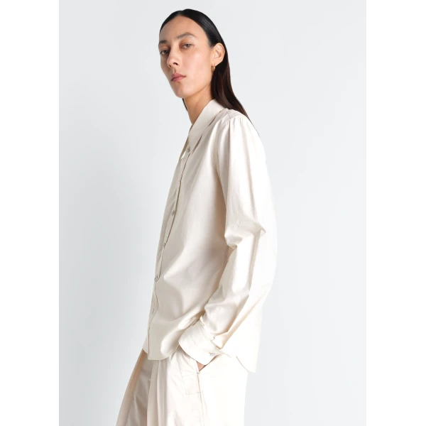 Lemaire Pointed Collar Shirt in Washed Cotton Silk - Tops - Parisian Minimalist Luxury at Luxury Shoes 