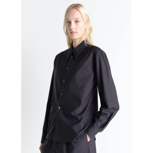 Lemaire Pointed Collar Shirt in Washed Cotton Silk - Tops - Parisian Minimalist Luxury at Luxury Shoes 