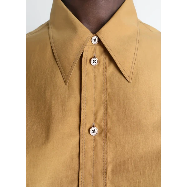 Lemaire Pointed Collar Shirt in Washed Cotton Silk - Tops - Parisian Minimalist Luxury at Luxury Shoes 