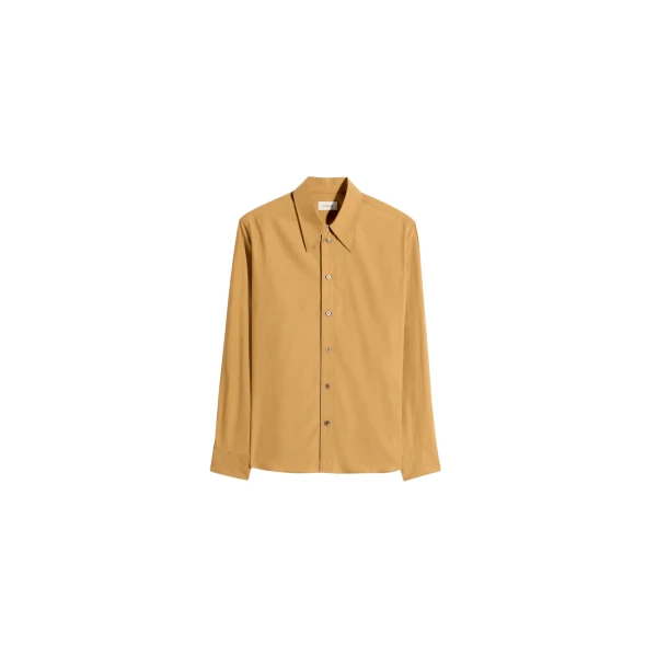 Lemaire Pointed Collar Shirt in Washed Cotton Silk - Tops - Parisian Minimalist Luxury at Luxury Shoes 
