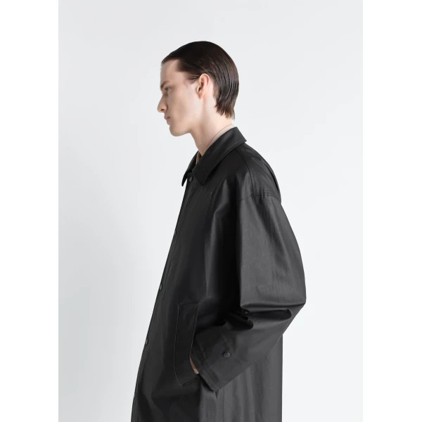 Lemaire Raincoat in Resinated Cotton - Coats - Parisian Minimalist Luxury at Luxury Shoes 