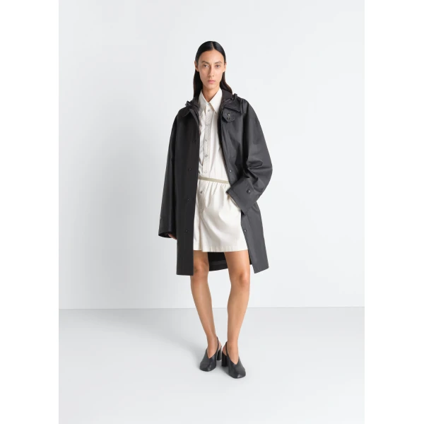 Lemaire Raincoat in Resinated Cotton - Coats - Parisian Minimalist Luxury at Luxury Shoes 