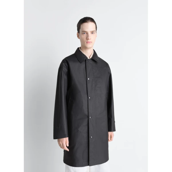 Lemaire Raincoat in Resinated Cotton - Coats - Parisian Minimalist Luxury at Luxury Shoes 