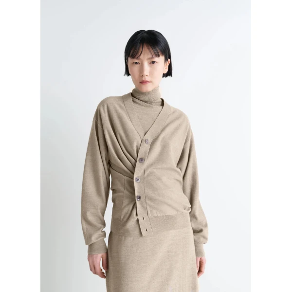 Lemaire Relaxed Twisted Cardigan in Merino Blend, view 4