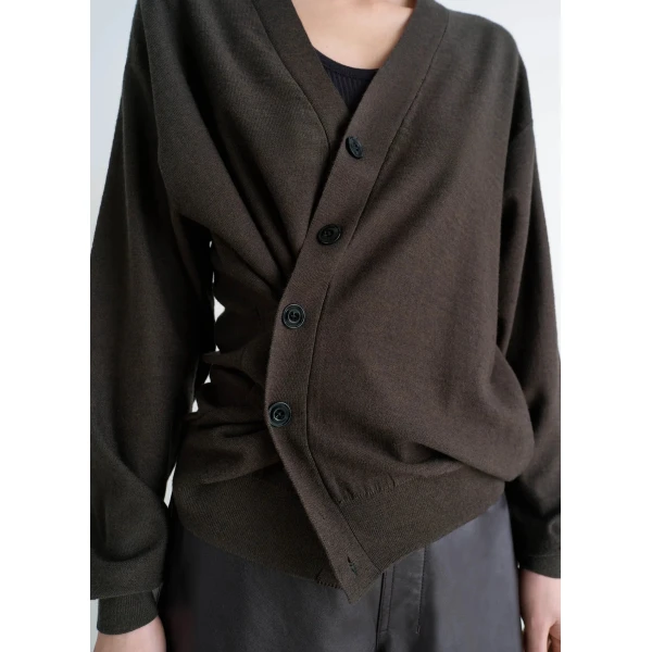 Lemaire Relaxed Twisted Cardigan in Merino Blend - Knitwear - Parisian Minimalist Luxury at Luxury Shoes 