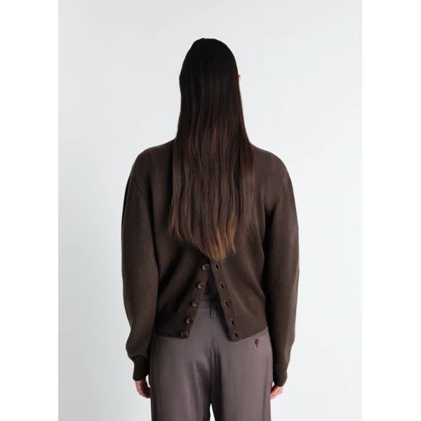 Lemaire Reversible Buttoned Sweater in Cashmere Wool - Knitwear - Parisian Minimalist Luxury at Luxury Shoes 