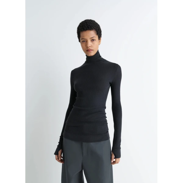 Lemaire Seamless High Neck Top in Fine Wool, view 2