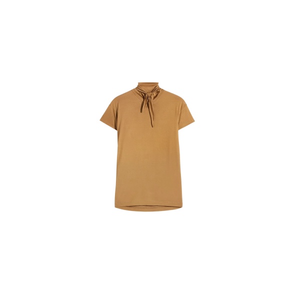 Lemaire Short Sleeve Foulard Top in Viscose Cotton Jersey - Tops - Parisian Minimalist Luxury at Luxury Shoes 